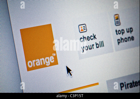 Nahaufnahme von der Orange-Logo, wie auf ihrer Website zu sehen. (Nur zur redaktionellen Verwendung: print, TV, e-Book und redaktionelle Webseite). Stockfoto