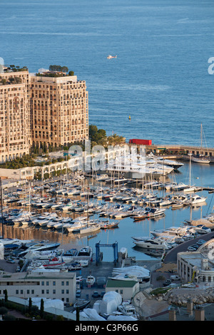 Blick auf Fontvielle Hafen, Fürstentum Monaco Stockfoto