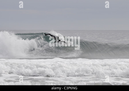 Surfen in Porth Ceiriad Abersoch auf der Lleyn-Halbinsel Stockfoto