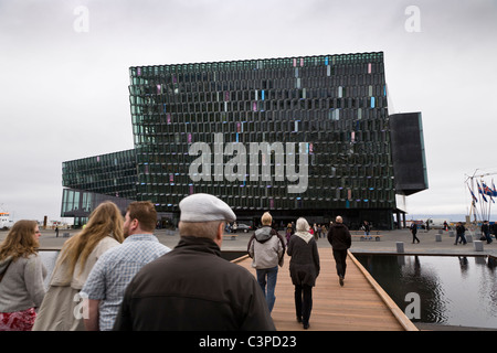 Die Eröffnung des Harpa Concert Hall and Conference Centre, Reykjavik Island Stockfoto
