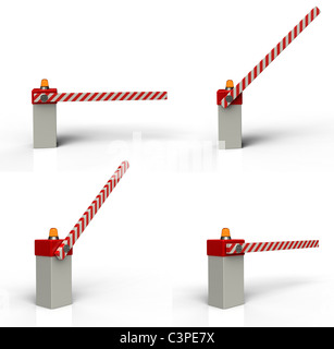 Barrier Gate 3D-Rendering auf weißem Hintergrund Stockfoto