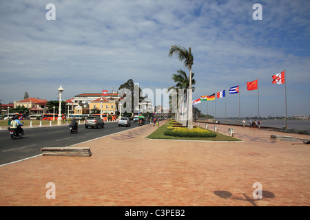 Sisowath Quay in Phnom Penh, Kambodscha Stockfoto