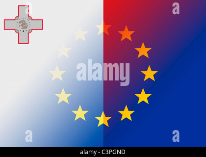 Malta und die EU-Flagge Stockfoto