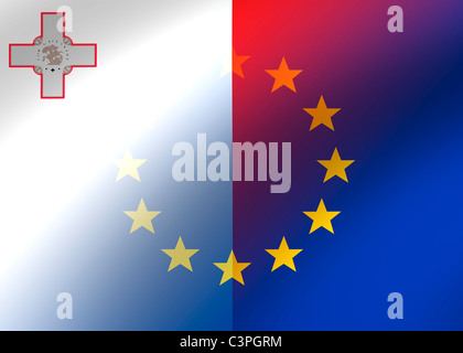 Malta und die EU-Flagge Stockfoto