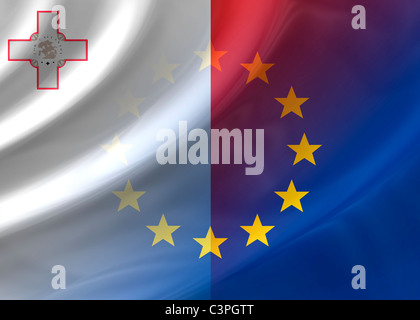 Malta und die EU-Flagge Stockfoto