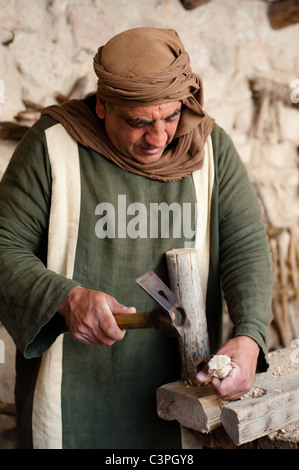 Historische Re-enactment arbeiten als Hirten tendenziell Herden in eine historische Nachbildung von Nazareth zur Zeit Christi. Stockfoto