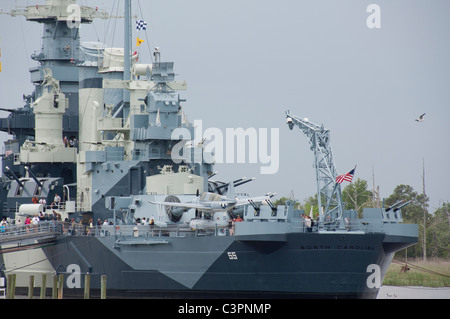 Wilmington, North Carolina. Schlachtschiff USS North Carolina, dekoriert am meisten Schlachtschiff des WWII. Stockfoto