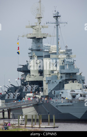 Wilmington, North Carolina. Schlachtschiff USS North Carolina, dekoriert am meisten Schlachtschiff des WWII. Stockfoto