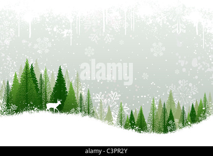 Grüne und weiße Winter Wald Grunge Hintergrund-design Stockfoto