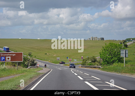 A303 Bundesstraße in Stonehenge, Salisbury Plain, Wiltshire, England, Vereinigtes Königreich Stockfoto