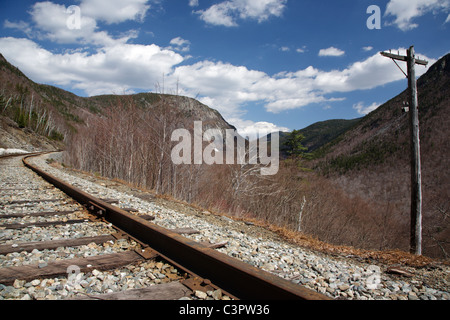 Crawford Notch State Park - alte Maine Central Railroad in den White Mountains, New Hampshire, USA. Stockfoto