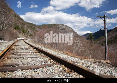 Crawford Notch State Park - alte Maine Central Railroad in den White Mountains, New Hampshire, USA. Stockfoto