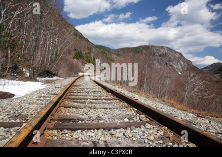 Crawford Notch State Park - alte Maine Central Railroad in den White Mountains, New Hampshire, USA. Stockfoto