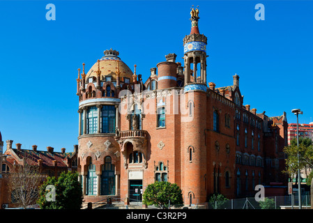 Barcelona, San Paul Hospital wurde von Lluis Domenech I Montaner entworfen und zwischen 1905 und 1908 erbaut. Stockfoto