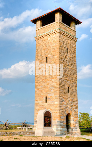 Natürliche HDR-Bild der Aussichtsturm mit Blick auf die blutige Spur und die Antietam National Battlefield. Stockfoto