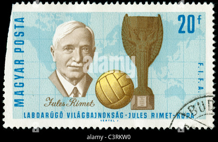 Stempel aus Ungarn mit Fußball Stockfoto