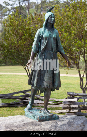 Pocahontas-Statue von William Ordway Partridge in historischen Jamestown, Virginia Stockfoto