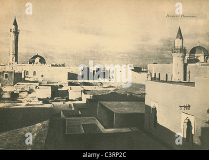 Ein Panorama in Bengasi während der italienischen Besatzung, 1930er Jahre. Aus der Commissariato per il Turismo in Libyen. Stockfoto