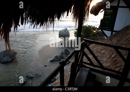 Finca Barlovento Bungalow am Rande des Tayrona National Park in Kolumbien Stockfoto