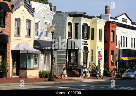 Läden und Geschäfte in Georgetown auf Wisconsin Avenue, Washington DC, USA Stockfoto