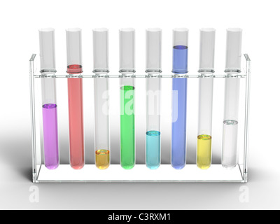 3D-Rendering Reagenzgläsern auf weißem Hintergrund Stockfoto