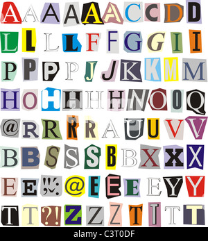 Alphabet aus Papier ausgeschnitten Stockfoto