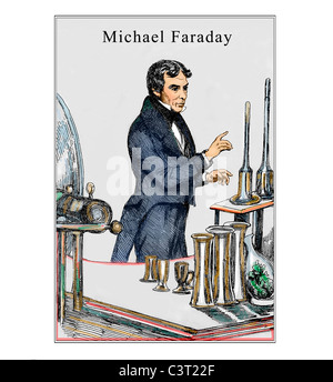 Michael Faraday 1791 1867 englische Chemiker Physiker Illustration aus einer Gravur Stockfoto