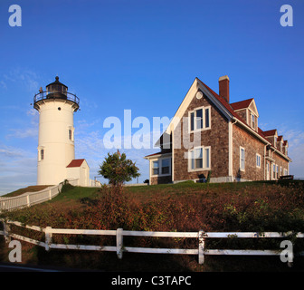 Ein verschlafenes Morgen am Kap, Nobska Point Lighthouse, Woods Hole, Cape Cod, Massachusetts, USA Stockfoto