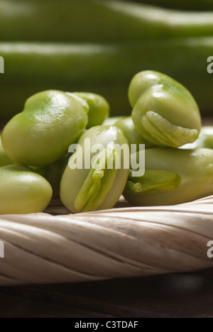 Nahaufnahme von grünen Bohnen Stockfoto