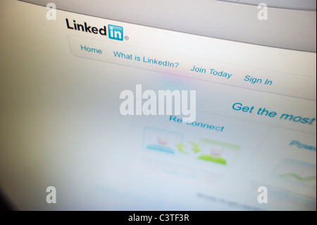 Ein Screenshot von dem beliebten Linked In networking-website Stockfoto