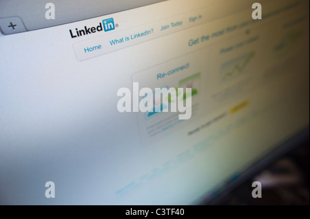 Ein Screenshot von dem beliebten Linked In networking-website Stockfoto