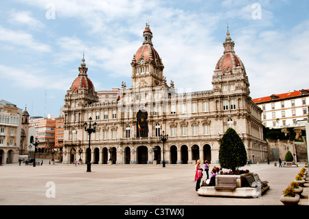 Der Palacio Municipal in Praza Maria Pita Rathaus Coruna Spanien Galicien Stockfoto