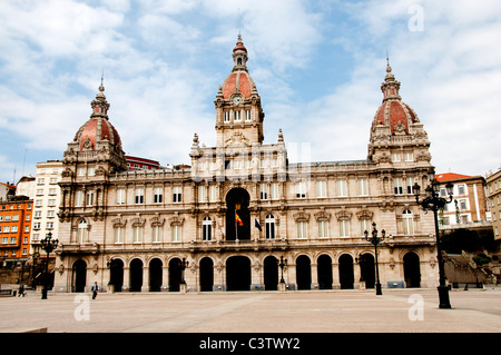 Der Palacio Municipal in Praza Maria Pita Rathaus Coruna Spanien Galicien Stockfoto