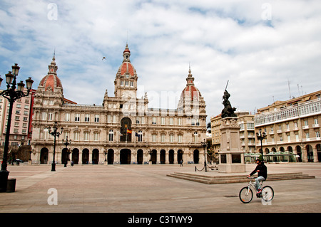 Der Palacio Municipal in Praza Maria Pita Rathaus Coruna Spanien Galicien Stockfoto