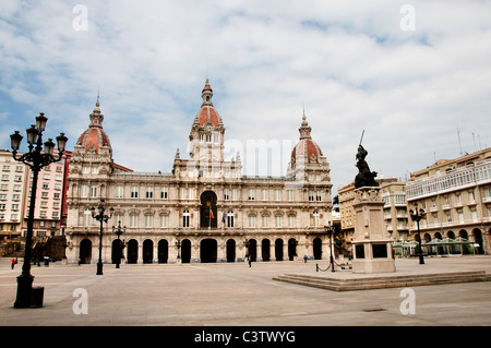 Der Palacio Municipal in Praza Maria Pita Rathaus Coruna Spanien Galicien Stockfoto