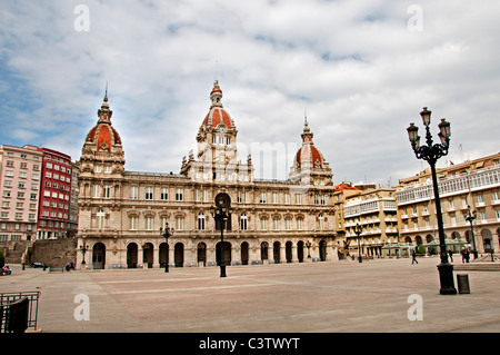 Der Palacio Municipal in Praza Maria Pita Rathaus Coruna Spanien Galicien Stockfoto