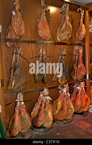 Coruna Spanien Metzger Markt Jamon Iberico Schinken Fleisch Stockfoto