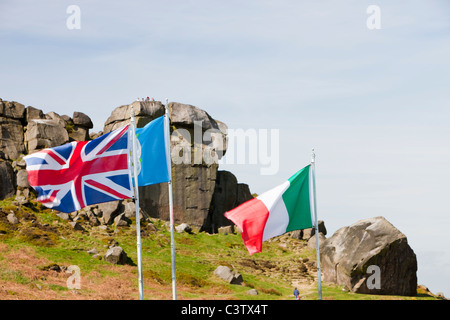 Kuh und Kalb Felsen auf Ilkley Moor, Yorkshire, Großbritannien Stockfoto