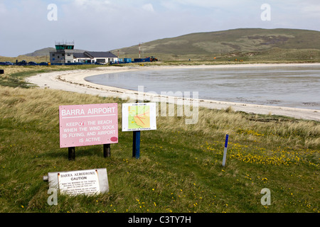 Traigh Mhor Barra Airport Herzmuschel Strang Landebahn Insel Barra äußeren Hebriden westlichen Inseln Schottlands Stockfoto