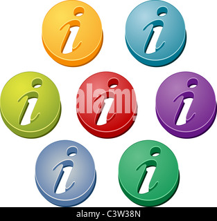 Informationen Hilfe Info Schaltflächensymbol farbige Abbildung Satz Stockfoto