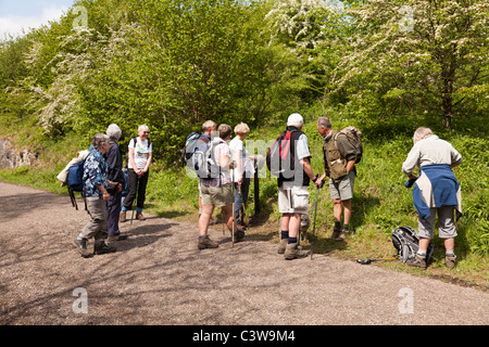 Ein Audio-Info-Point auf dem Monsal Wanderweg, Teil einer stillgelegten Eisenbahnstrecke zwischen Bakewell und Buxton in Derbyshire. Stockfoto