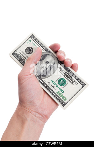 Hand, die hundert-Dollar-Scheine Stockfoto