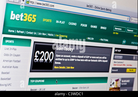 Nahaufnahme von Bet365-Logo auf ihrer Website gesehen. (Nur zur redaktionellen Verwendung: print, TV, e-Book und redaktionelle Webseite). Stockfoto