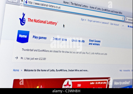 Nahaufnahme von der National Lottery-Logo, wie auf ihrer Website zu sehen. (Nur zur redaktionellen Verwendung: print, TV, e-Book und redaktionelle Webseite). Stockfoto