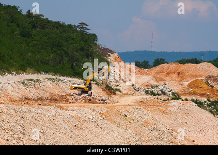 Schwere Maschine Reinigung Wald für die Herstellung von neuen Straße Stockfoto