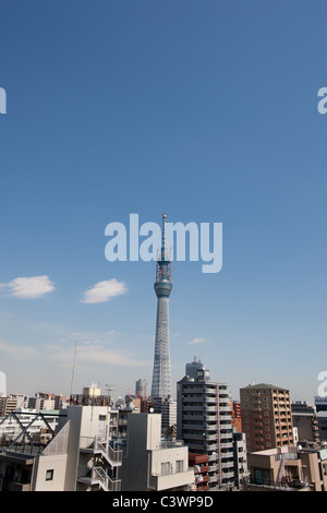 "Tokyo Sky Tree" erscheint im Bereich Narihirabashi/Oshiage des Sumida Ward, Tokio, Japan. Prahlerei eine Höhe von 634m. Stockfoto