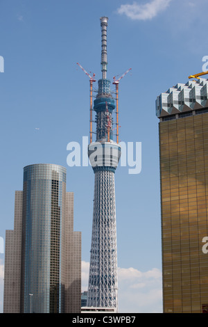 "Tokyo Sky Tree" erscheint im Bereich Narihirabashi/Oshiage des Sumida Ward, Tokio, Japan. Prahlerei eine Höhe von 634m. Stockfoto