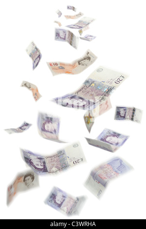 Geld (britische Pfund Stirling) aus schwebenden Stockfoto