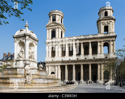 Die Kirche Saint Sulpice, Place St. Sulpice, Paris, Frankreich Stockfoto