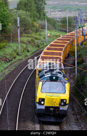 Nase der Fracht, Liner, neue Klasse 70 s South-bound 70006 129-t-powerHaul-serie Lokomotive Freightliner an der Westküste, Shap, Cumbria, Großbritannien Stockfoto